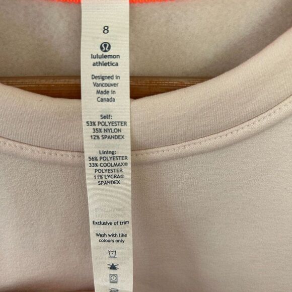 Lululemon Size 8 Peplum‎ Pullover Blush Pale Pink Short Sleeve Sweater Top NWT - Picture 4 of 8